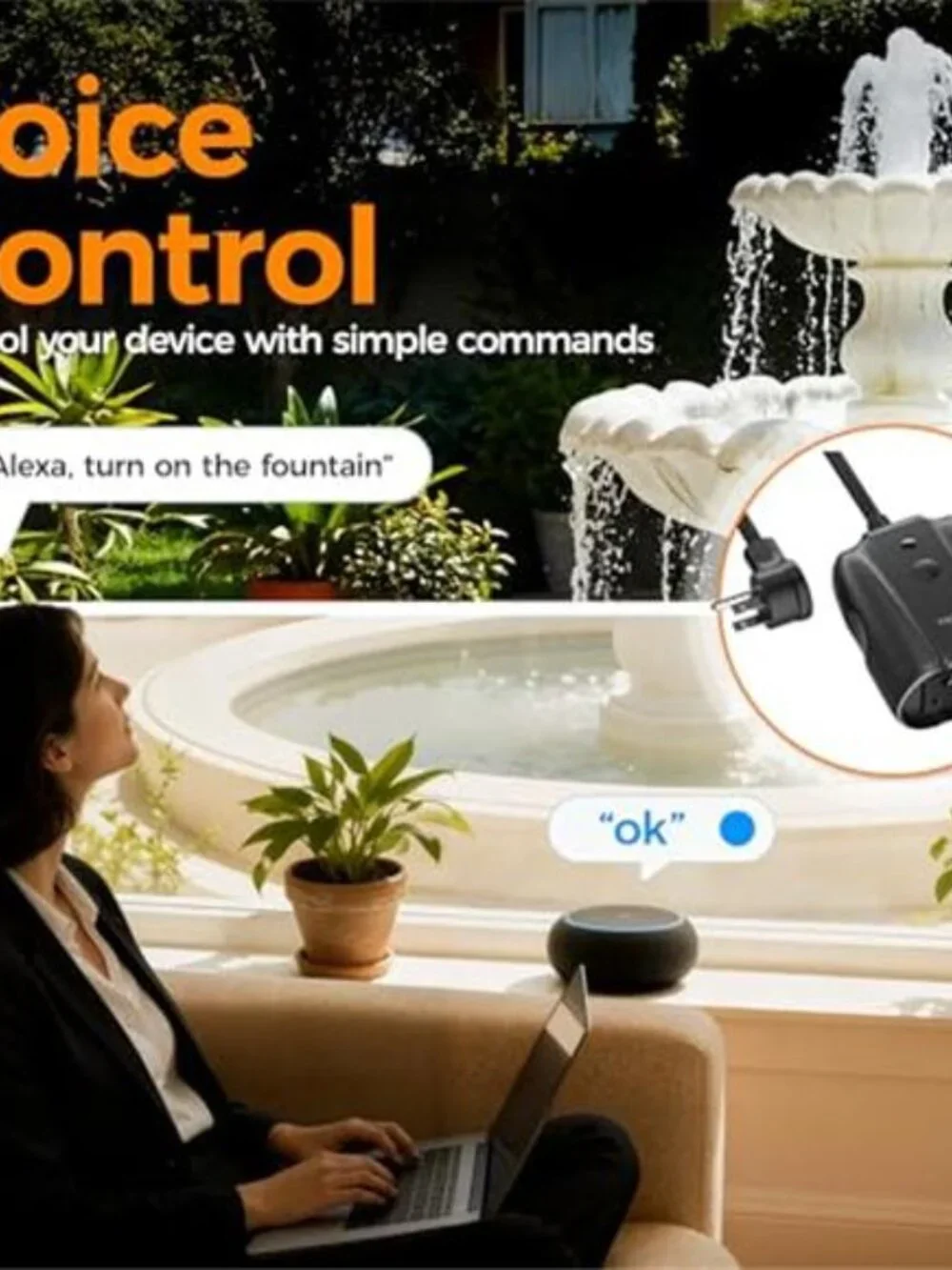 Outdoor Smart Plug Waterproof, TESSAN Smart WiFi Outlet Compatible with Alexa